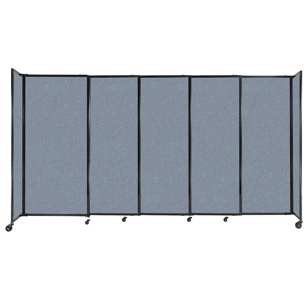 StraightWall Sliding Portable Partition 11'3" x 6' Powder Blue Fabric